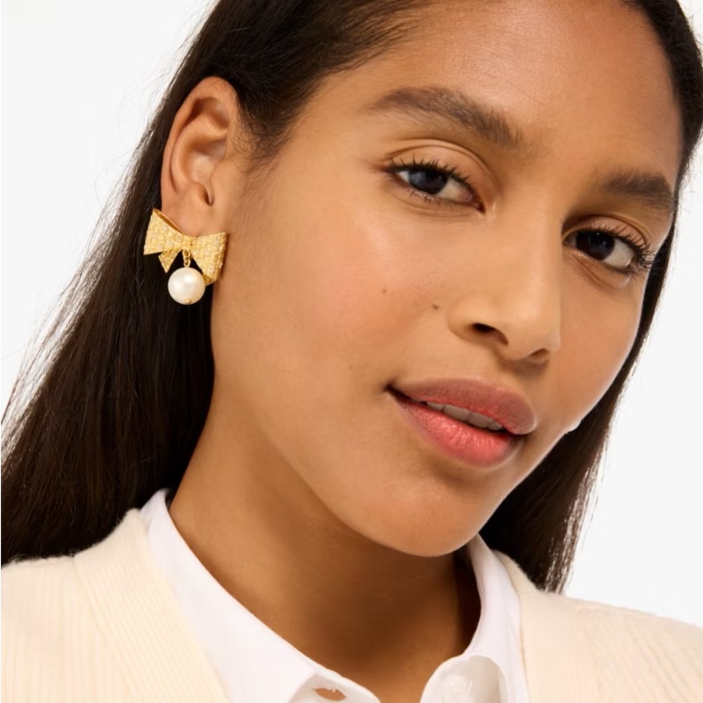 Kate Spade Wrapped In a Bow Gold Drop Earrings